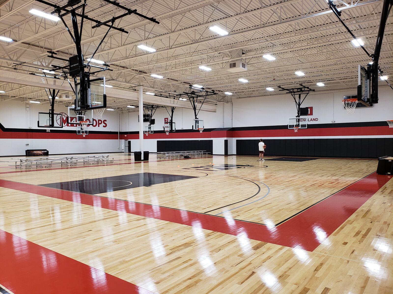 Indoor basketball facility with high-bay lighting